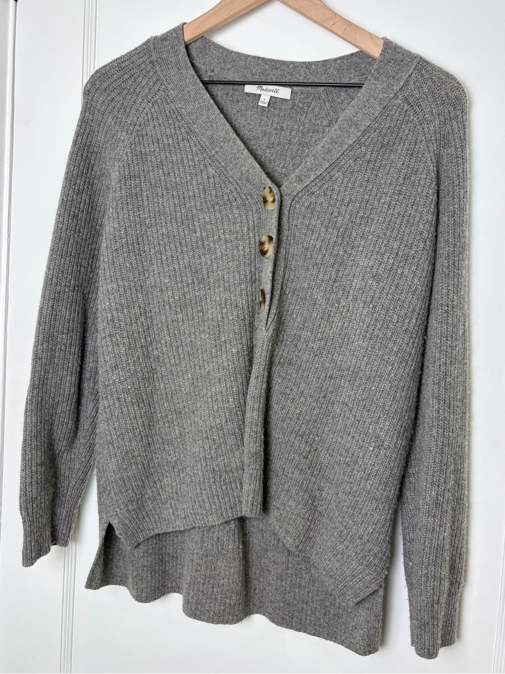 Madewell Ribbed Lyle Henley Sweater Merino Wool small - Picture 13 of 16